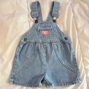 Vintage OshKosh shortalls with pink label 18M